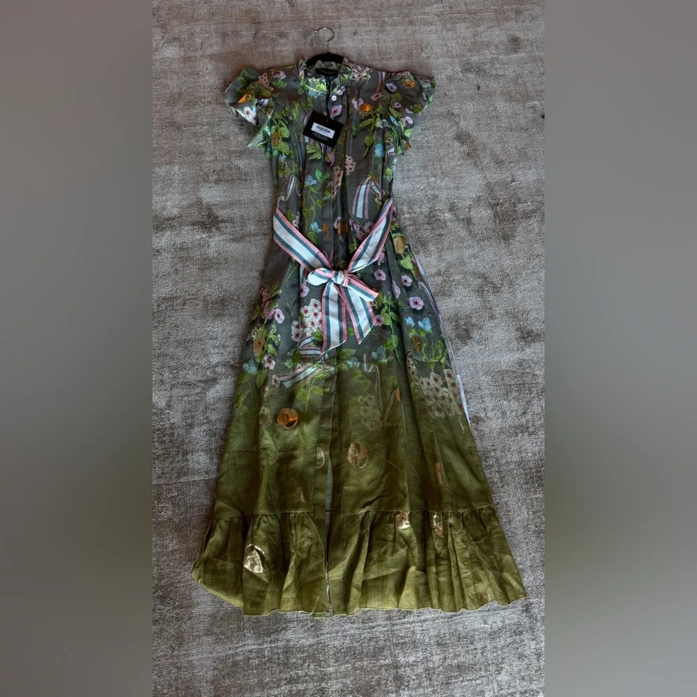 Cynthia Rowley Green Floral Shirt - Picture 3 of 4